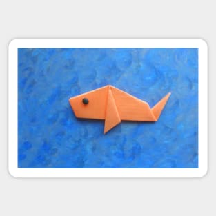 Orange origami fish Sticker